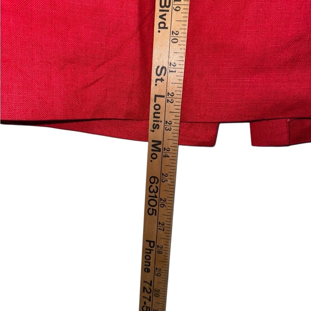 Liz Claiborne Red Linen Skirt Size 12 Side Pockets - Picture 6 of 7